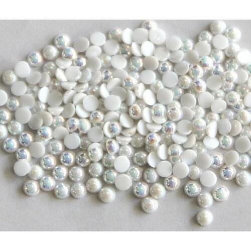 Half round PEARLS loose flatback non hotfix plastic acrylic beads cabochons CLEAR or AB size 4mm - 100 piece