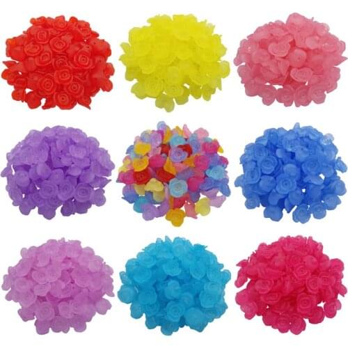 15mm 50PCS Candy Color Transparent Frosting bead Rose Flower Pendant DIY Jewelry Accessories Hand Craft New Wholesale Hot Sale