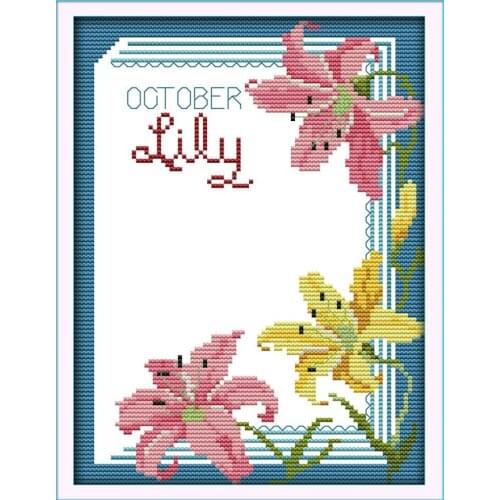 Lily flower Photo frame cross stitch kit people 14ct 11ct count print canvas stitches embroidery DIY handmade needlework plus