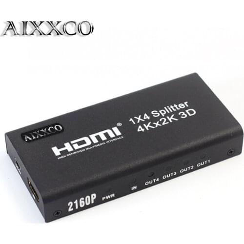 AIXXCO 3D 2k 4K HDMI 2160P HDMI Splitter 1X4 Hdmi Hub Repeater Amplifier 1.4 3D 1080p 1 in 4 out converter