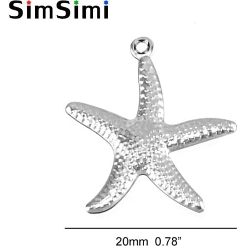 Simsimi starfish little charm stainless steel Jewerly individuality making bracelet necklace pendants accessory wholesale 100pcs