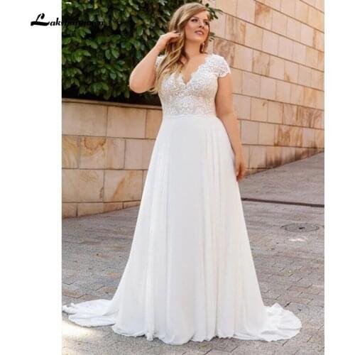 Plus Size Wedding Dress 2021 Vintage Lace Appliques Wedding Gowns Vestido Boho Bridal Dresses Lakshmigown