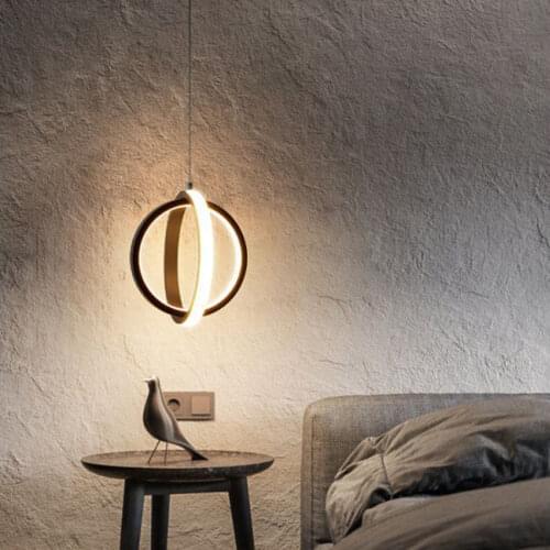 19W Bedroom Bedside LED Pendant Light Modern Round Ring Restaurant Dining Room Pendant Lamps Bar Foyer Suspension Hanging Light