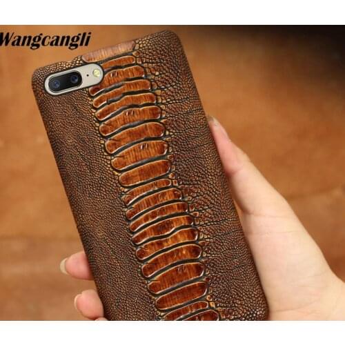 Ostrich foot Texture Genuine leather phone case for Oneplus 9 cowhide half bag phone protection case for Oneplus 3t 5 5t 9