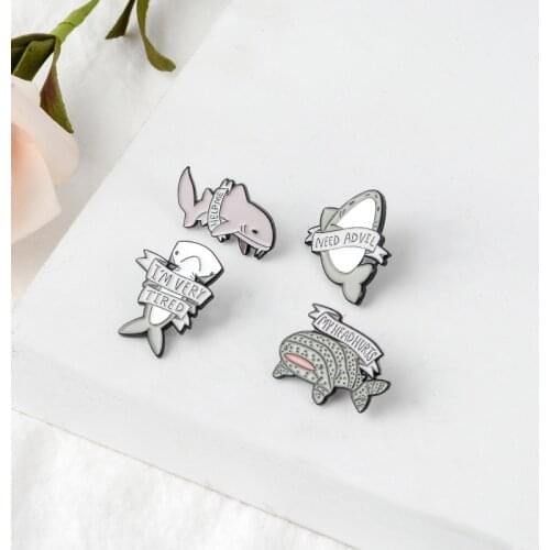 Injured whale shark Enamel Brooch Pins for clothes bag buckle Button Badge Protect the animals Jewelry Gift for Friends
