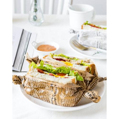 Vintage Style English Newspaper Design Wraping Oil-Absorbing Packing Sheet Silicon Paper Cooking Bake Tool For Sandwich Hotdog