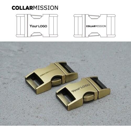 Engraved metal side release curved copper buckles for paracord security lock pet collars DIY accessories Zinc Alloy CK15QT02