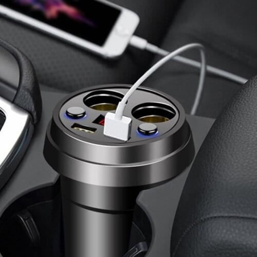 Dual USB Ports DC/5V 3.1A Car Charger Cup Phone Holder LED Display Cigarette Lighter Sockets Power Adapter for iPhone Android