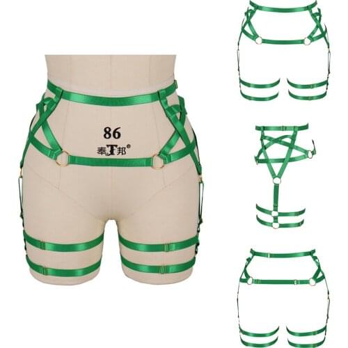 Pentagram Womens Belt Punk Goth Stockings Garter Cage Strappy Thigh Sexy Suspender Elastic Bandage Body Harness Waist Lingerie