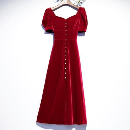Bespoke Occasion Dresses Vintage V-Neck Short Pearls Jersey Luxury Burgundy A-Line Floor-lengt Women Formal Evening Gown HB100