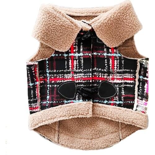 Winter Pet Dog Clothes Warm Cat Dog Coat Motorcycle Vest Costume Clothing for Small Dog Jacket Plaid Stripe Outfit Bulldog