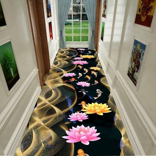 3D Flower Pattern Hallway Corridor Rug Indoor Doormat Decor Floor Area Rug Kitchen Bedroom Rug National Style Living Room Carpet