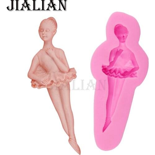 3D Dancing Ballet girl chocolate cake decorating tools DIY baking fondant silicone mold handmade soap mold T0450