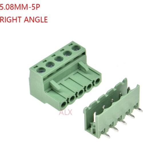 5SETS 2EDG 5pin 5.08MM pitch RIGHT ANGLE pluggable screw terminal block 5.08 5 pin PLUG TYPE pcb connector PLUG + SOCKET 300v