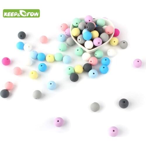 Keep&Grow 500Pcs Spiral Silicone Beads Food Grade Baby Teether Chewable Beads DIY Pacifier Chain Making Toys Accessories