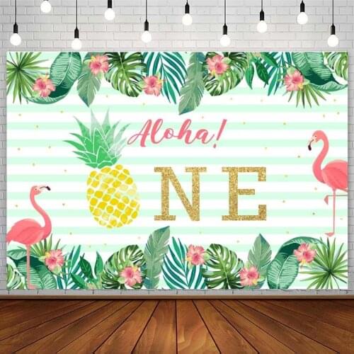 Avezano 1st Happy Birthday Party Backdrops Aloha Hawaiian Flamingo Background Photography Photo Studio Photocall Photozone Decor