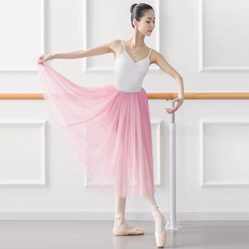 78cm Long Ballet Skirt Pink Red White Black Adult Ballerina Swan Lake Dance Elastic Waist Single Layer See Through Tulle Skirts