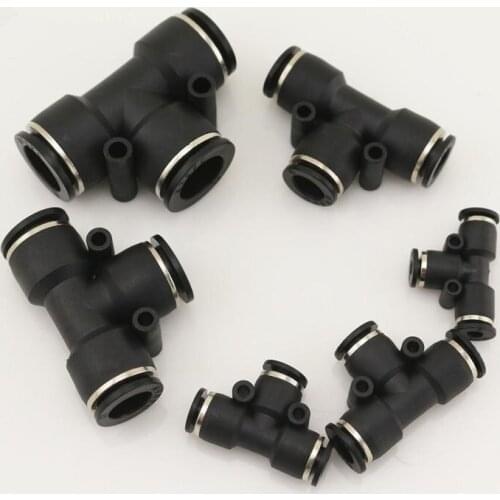 Freeshipping 10pcs/set Plastic Pneumatic Components Fittings T type Three way Union Quick Swapping Connector for Pipe joint