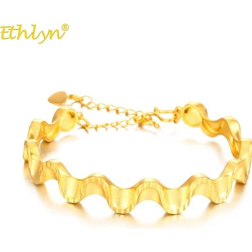 Ethlyn Jewelry Creative Unique Jewelry Gold Color Twisted Pattern Adjustable Size Bangles for Women B81
