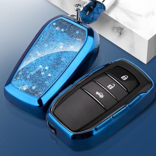 Car lady quicksand Key Cover Holder Case Pocket For Toyota Camry Corolla C-HR CHR Prado Prius RAV4 Key Fob shell Protection