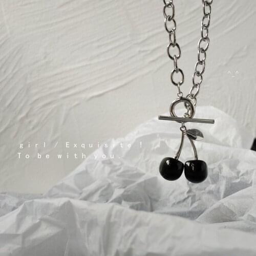 Black Cherries Cherry Necklace Womens Jewelry Womens Jewelry 2021 Jewelry on The Neck Korean Decorations Gifts for Women