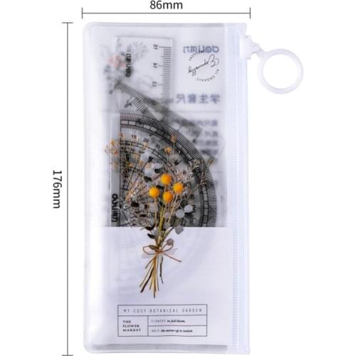 Deli Literary small fresh set ruler student ruler triangle ruler protractor drawing set four piece set 72003