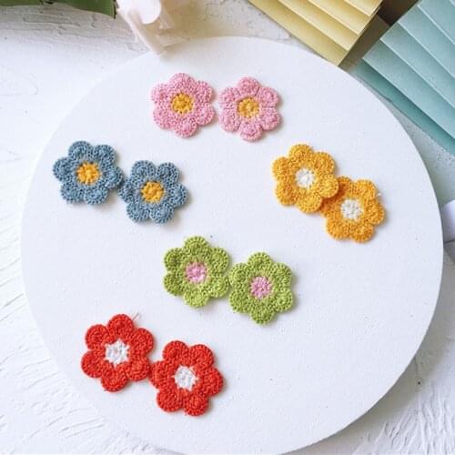 30pcs/lot 3.5cm flower Appliques For Bow Clip Accessories DIY Kid cloth patches Appliques