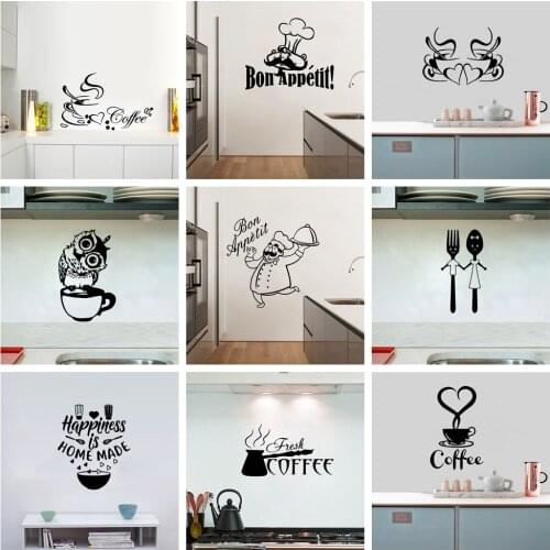 Diy Coffee Home Decorations Pvc Decal For Kitchen Room Bedroom Wall Decal Home Decor