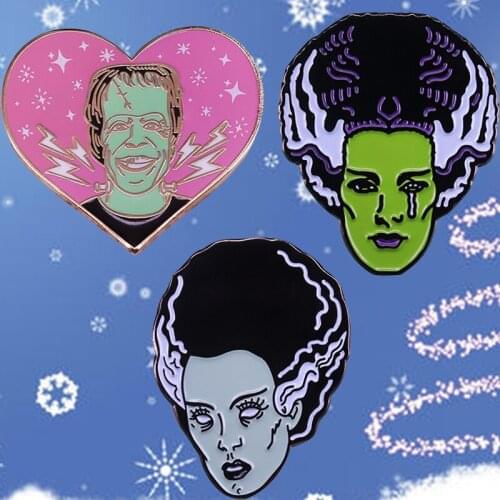 Herman Munster Frankenstein Bride Enamel Pin Horror art Badge cute vampire brooch jewelry