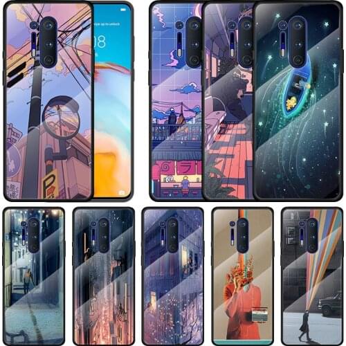 Aesthetic Style Painting Art For Oneplus 9R 9 8T 8 Nord Z 7T 7 Pro 5G Tempered Glass Shell Phone Case Cover
