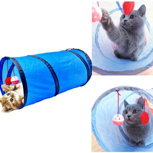 Pet Cat Toy Tunnel 2 Holes Play Tubes Balls Collapsible Crinkle Kitten Toys Puppy Ferrets Rabbit Play Dog Tunnel Tubes Fold
