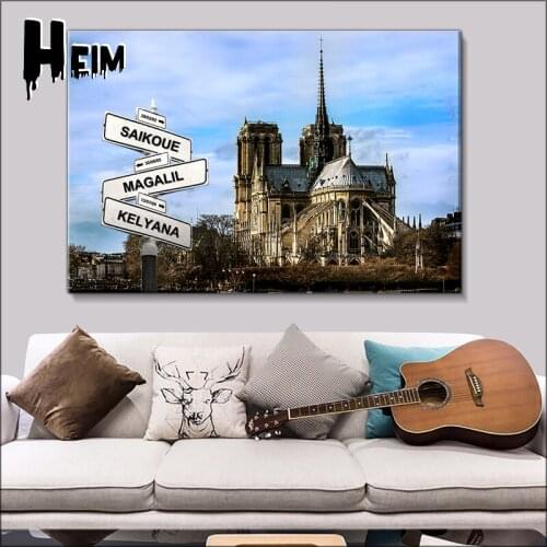 Customized Road Sign2-5 Persons / Date Canvas Painting, Print Commemorative Poster Architecture Landscape Painting Family Gift