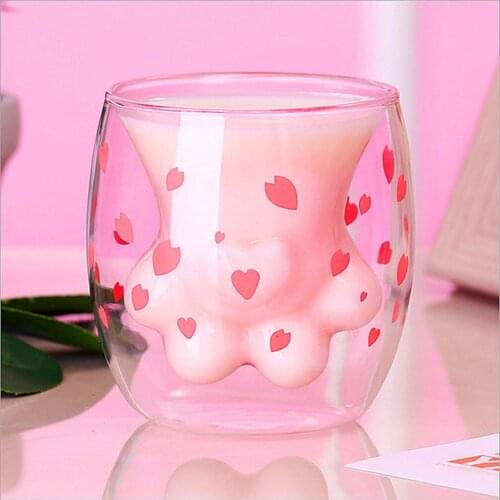 Cat Claw Cup Milk Mug Heat-resistant Double Wall Glass Cup Coffee Mug Handmade Whiskey Glass Cup