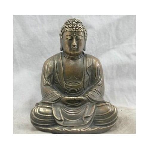 Copper Brass CHINESE crafts Asian Elaborate Chinese Folk Handmade Copper Sakyamuni Buddha Sculpture Statue