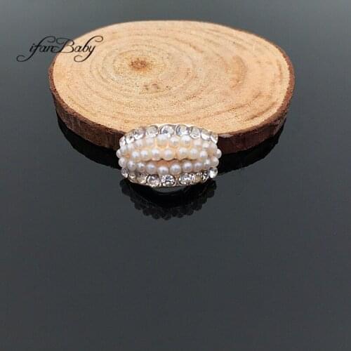 Pearl Rhinestone button Flat back metal pendants