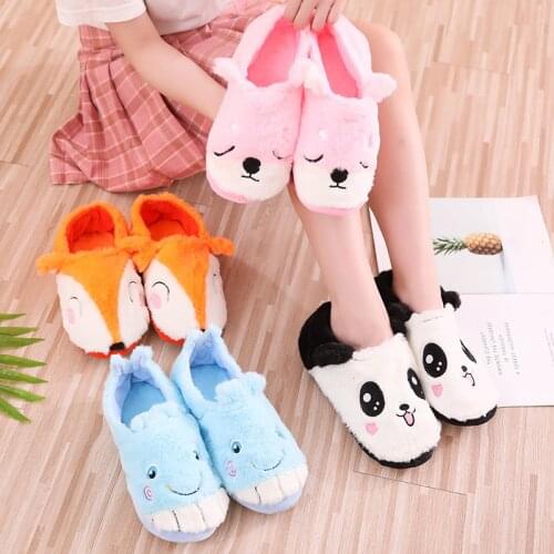 Lovely Comfortable Home Warm Panda Fox Whale Dog Cartoon Animal Plush Anti Slip Waterproof Slipper Size 36-42