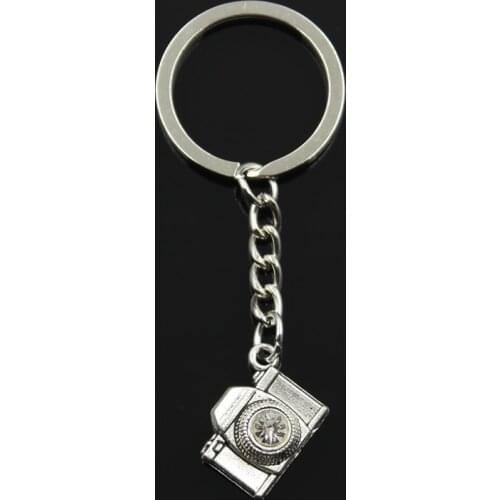 Fashion 30mm Key Ring Metal Key Chain Keychain Jewelry Antique Bronze Silver Color Plated Camera 20x16mm Pendant