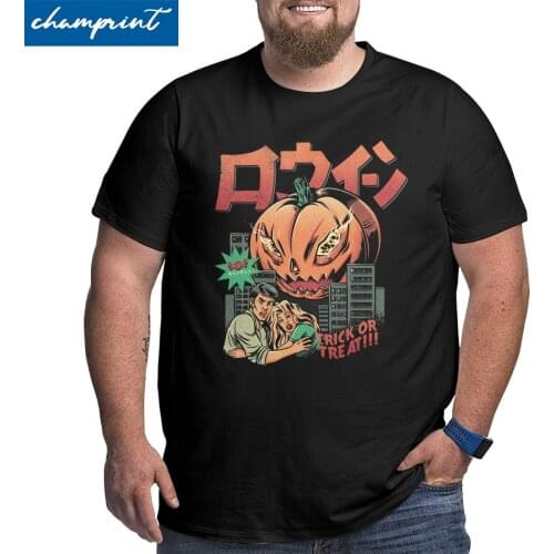 Mens The Killer Pumpkin T Shirts Horror Halloween Gift Tops Humorous Crew Neck Big Tall Tees Big Size 4XL 5XL 6XL T-Shirts