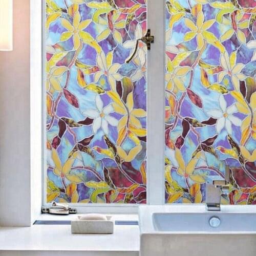 Stained Window Privacy Film Static Window Clings Vinyl 3D Window Decals Rainbow Window Stickers for Glass Door Home Heat Control