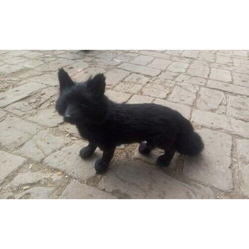 New simulation black fox toy resin&fur standing fox model gift about 35x23cm 1419