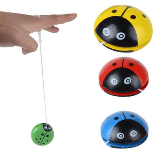 Yo Yo Toys For Children Ladybird Yo Yo Ball Blue Green Red Yellow Ladybug Yoyo Creative Toys Wooden Random