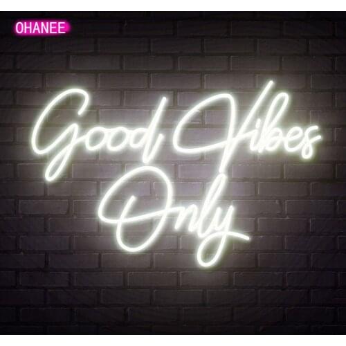 OHANEE Custom Neon Light Sign Good Vibes Only of Wall Art Gifts for Bar Home Decor Party Room Christmas Decorations