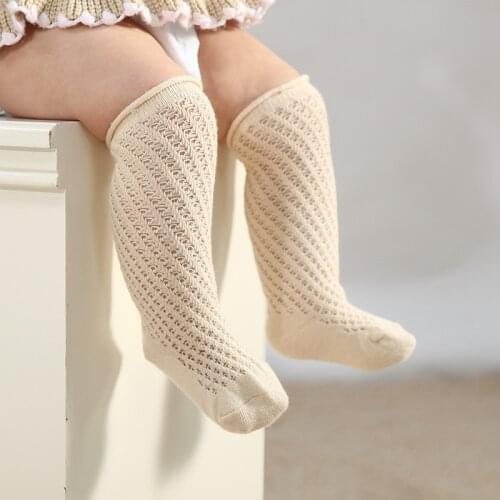 0-5Y Children Cotton Socks For Girls Knitted Boys Long Sock Knee High Toddlers Loose Socks Baby Hollow Out Infant Floor Sock