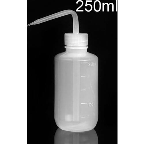 250ML Plastic Laboratory Wash Bottle Elbow Head Squeeze Cleaning Bottles, Transparent School Laboratory Bottle Filling Container