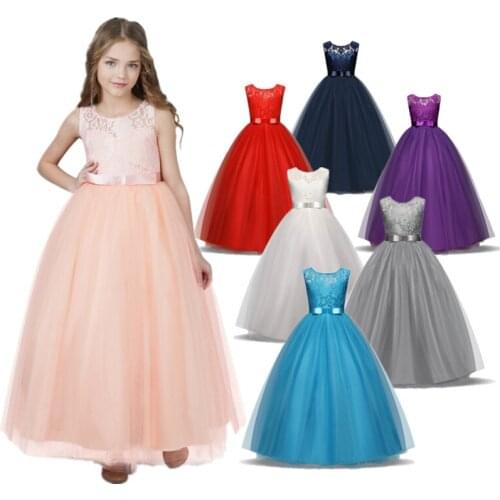 Elegant Flower Girl Dress Teenage White Formal Prom Gown for Wedding Kids Girls Long Dresses Children Clothing New Tutu Princess
