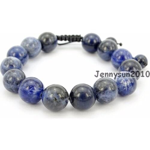 Handmade 12mm Adjustable Natural Sodalite Gems Stone Round Beads Bracelet Healing Reiki 5 Strands/Pack