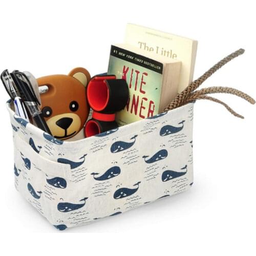 Toys Storage barrels collapsible laundry basket Of Cotton Linen Desk Storage Box Holder Jewelry Cosmetic Stationery Organizer