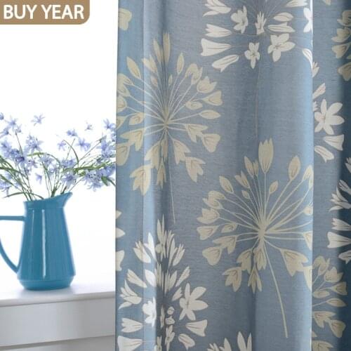 Modern Simple Chinese Style Curtains Polyester Cotton Printing Curtains for Living Room and Bedrooms Blackout Curtains