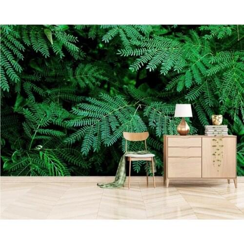 Modern fresh 3D green leaf background wall natural scenery bedroom living room mural
