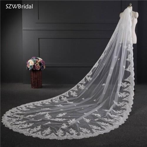 New Arrival Sequins Lace Applique Wedding Veils One-Layer Wedding Accesorios Bridal Headwear Novia Velos Welon Velos de Novia
